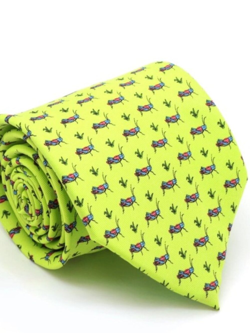 Ferrecci Grasshopper Lime Green Necktie with Handkerchief Set